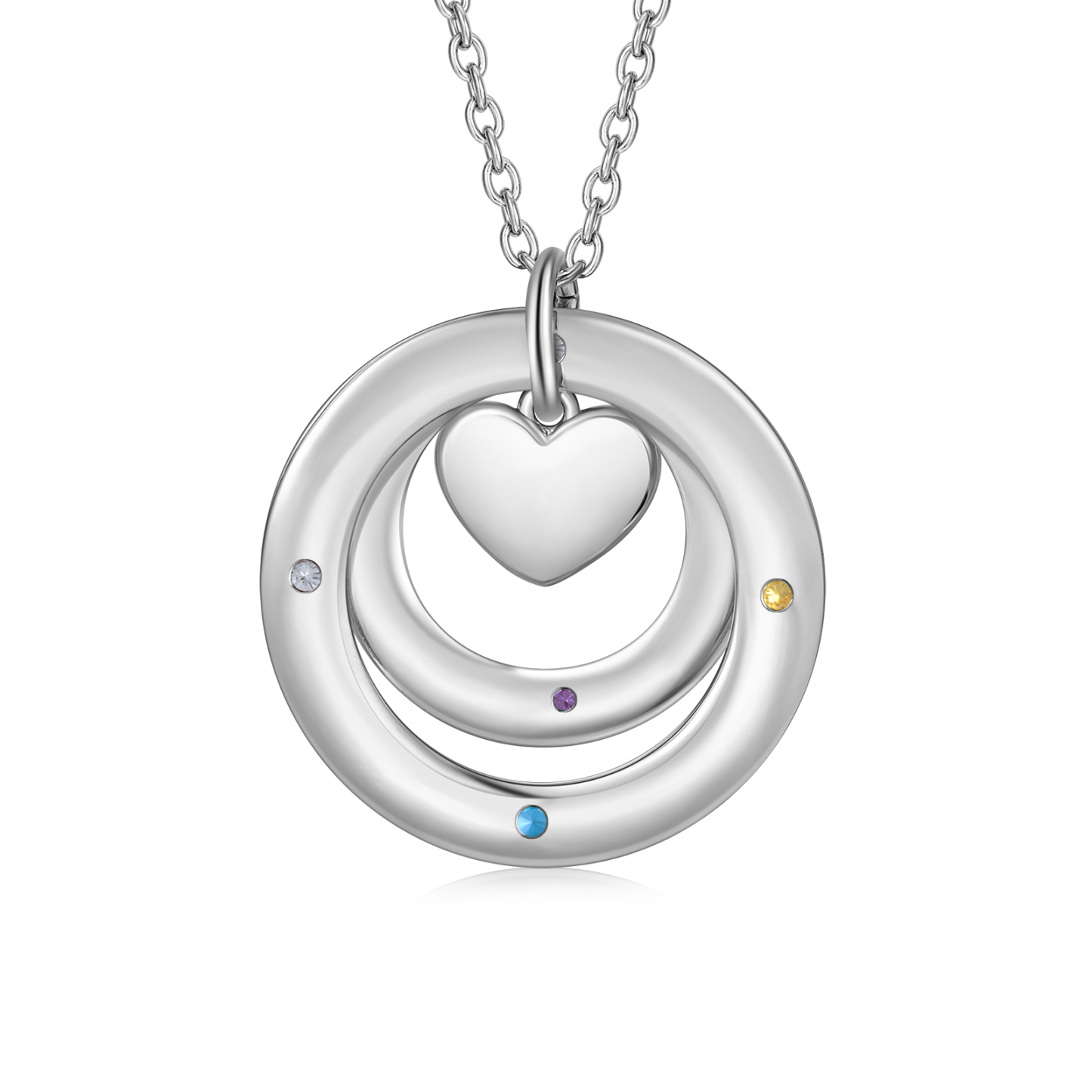 Personalized Women's Birthstone Necklace with 5 Names & 5 Birthstones & 1 Text Design Gift for Her | Lorajewel