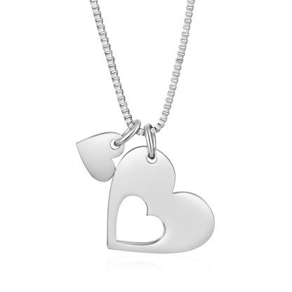 Personalised Heart Charm Necklace �C Custom 2 Names Stainless Steel Necklace Gift for Her | Jessemade