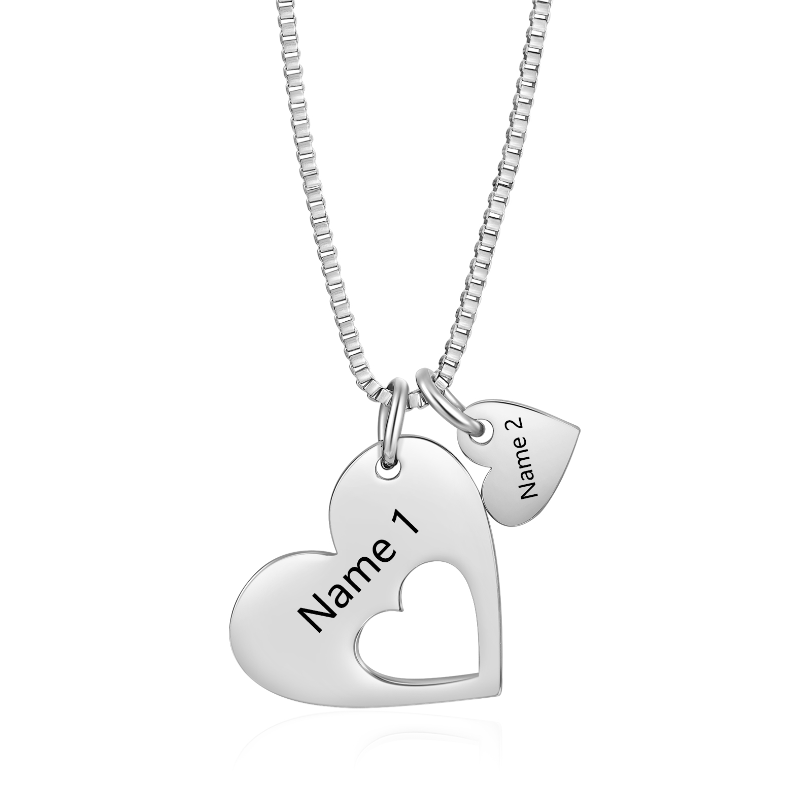 Personalised Heart Charm Necklace �C Custom 2 Names Stainless Steel Necklace Gift for Her | Jessemade