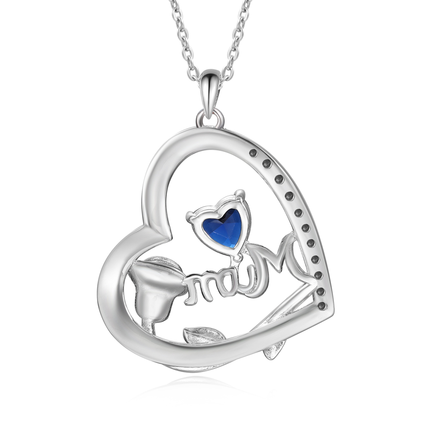 Personalized Women's Birthstone Necklace with 1 Name & 1 Birthstone, Heart Pendant Design Gift for Her | Lorajewel