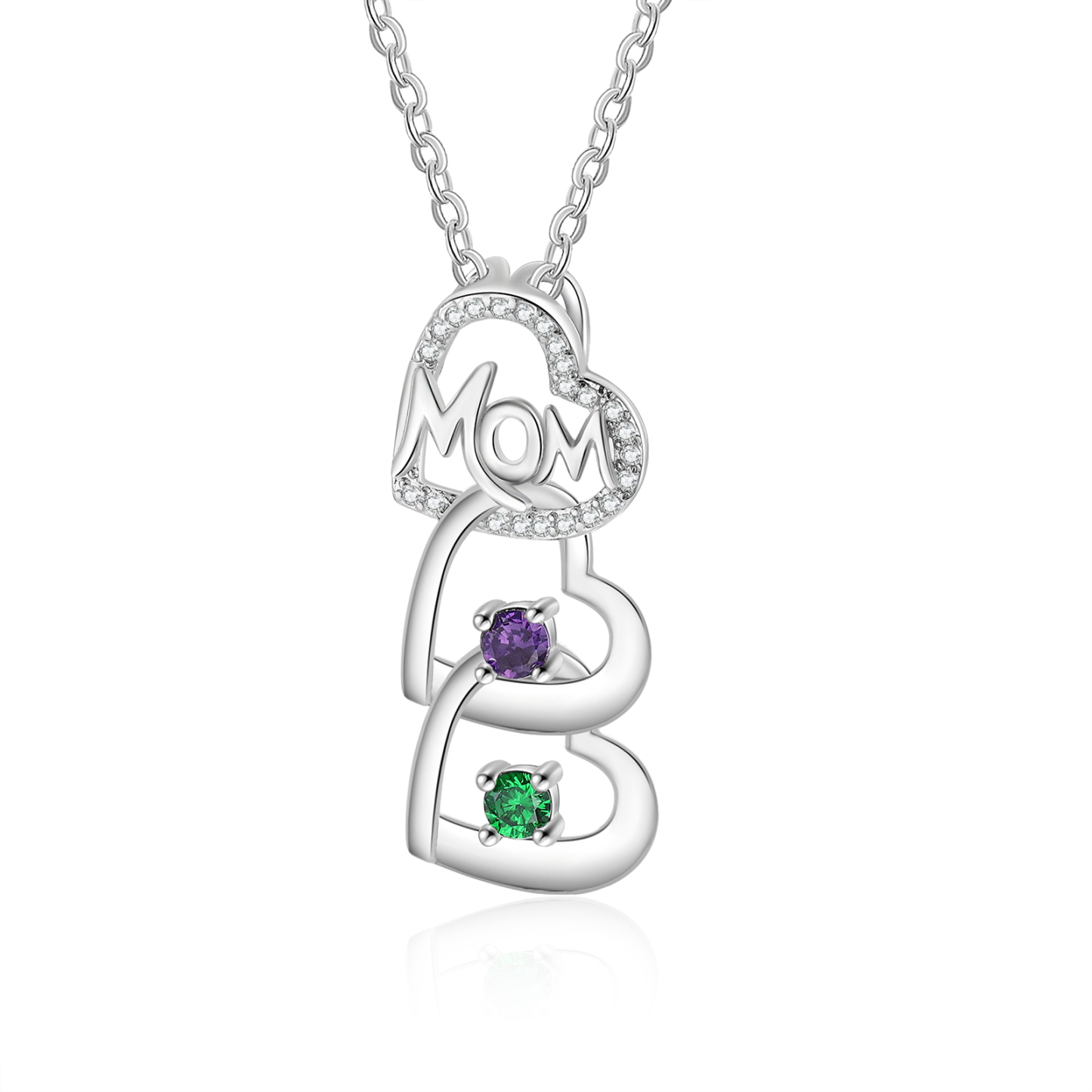 2 Names & 2 Birthstones Custom Mom Necklace with Birthstones & Names – Personalized Mother’s Day Jewelry Gift | Lorajewel