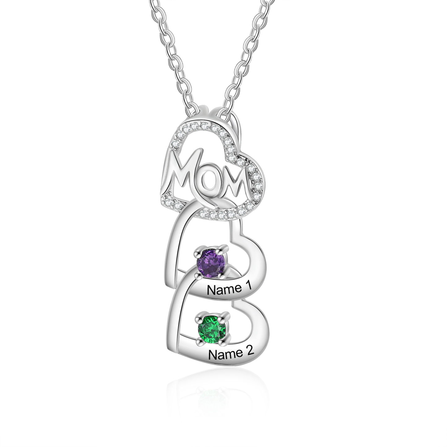 2 Names & 2 Birthstones Custom Mom Necklace with Birthstones & Names – Personalized Mother’s Day Jewelry Gift | Lorajewel