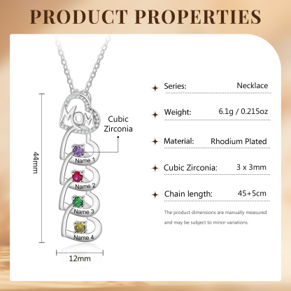 4 Names & 4 Birthstones Custom Mom Necklace with Birthstones & Names – Personalized Mother’s Day Jewelry Gift | Lorajewel