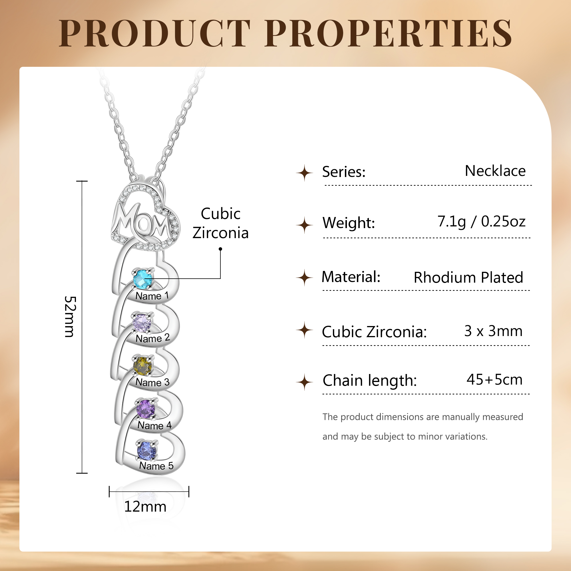 5 Names & 5 Birthstones Custom Mom Necklace with Birthstones & Names – Personalized Mother’s Day Jewelry Gift | Lorajewel
