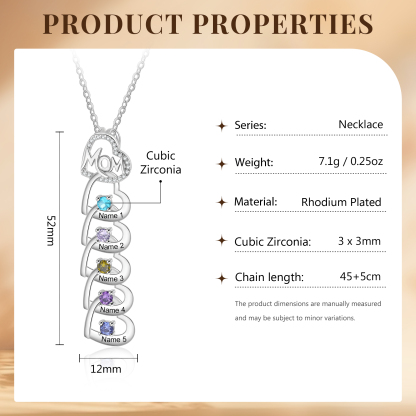 5 Names & 5 Birthstones Custom Mom Necklace with Birthstones & Names – Personalized Mother’s Day Jewelry Gift | Lorajewel