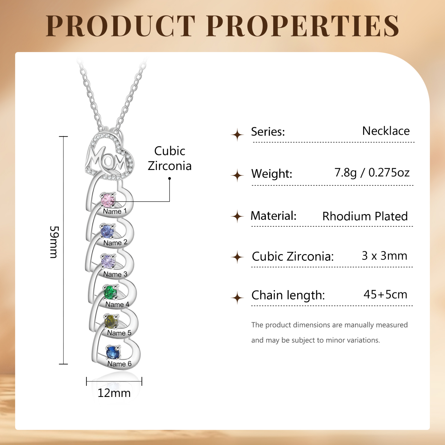 6 Names & 6 Birthstones Custom Mom Necklace with Birthstones & Names – Personalized Mother’s Day Jewelry Gift | Lorajewel