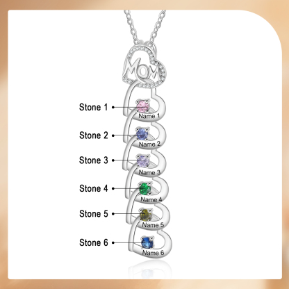 6 Names & 6 Birthstones Custom Mom Necklace with Birthstones & Names – Personalized Mother’s Day Jewelry Gift | Lorajewel