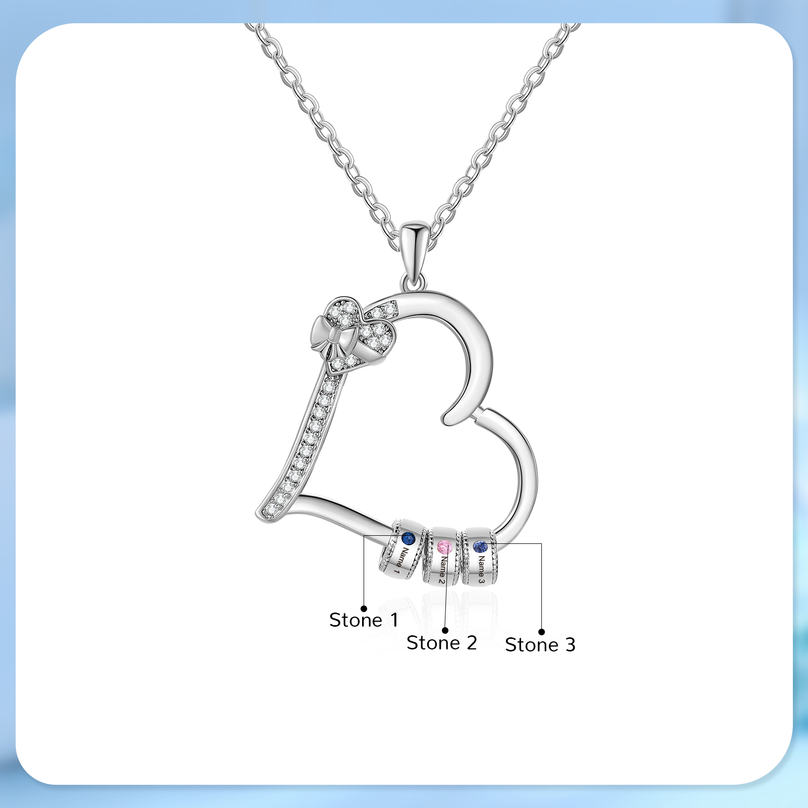 3 Names & 3 Birthstones Personalized Birthstone Bracelet – Infinity Family Heart Charm Jewelry | Lorajewel