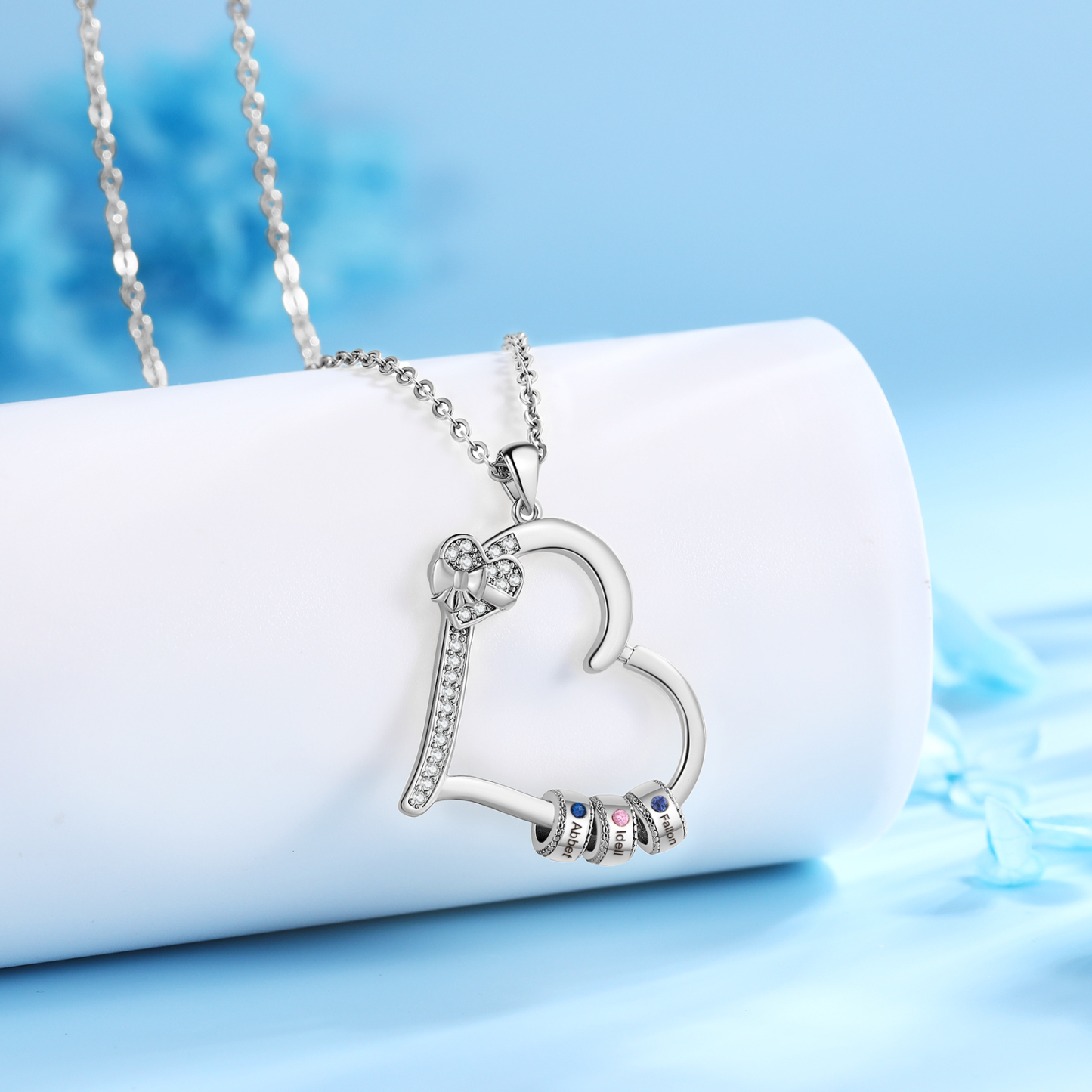 3 Names & 3 Birthstones Personalized Birthstone Bracelet – Infinity Family Heart Charm Jewelry | Lorajewel