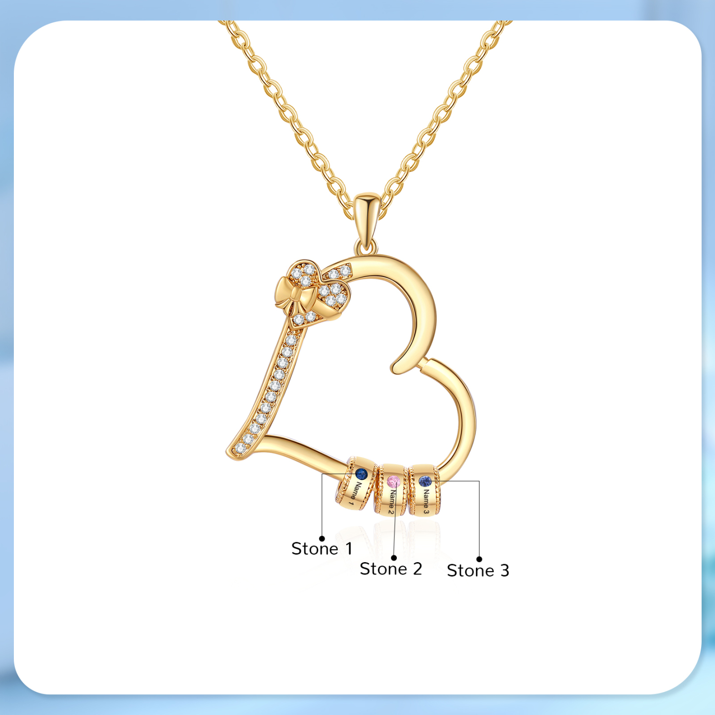 3 Names & 3 Birthstones Personalized Birthstone Bracelet – Infinity Family Heart Charm Jewelry | Lorajewel