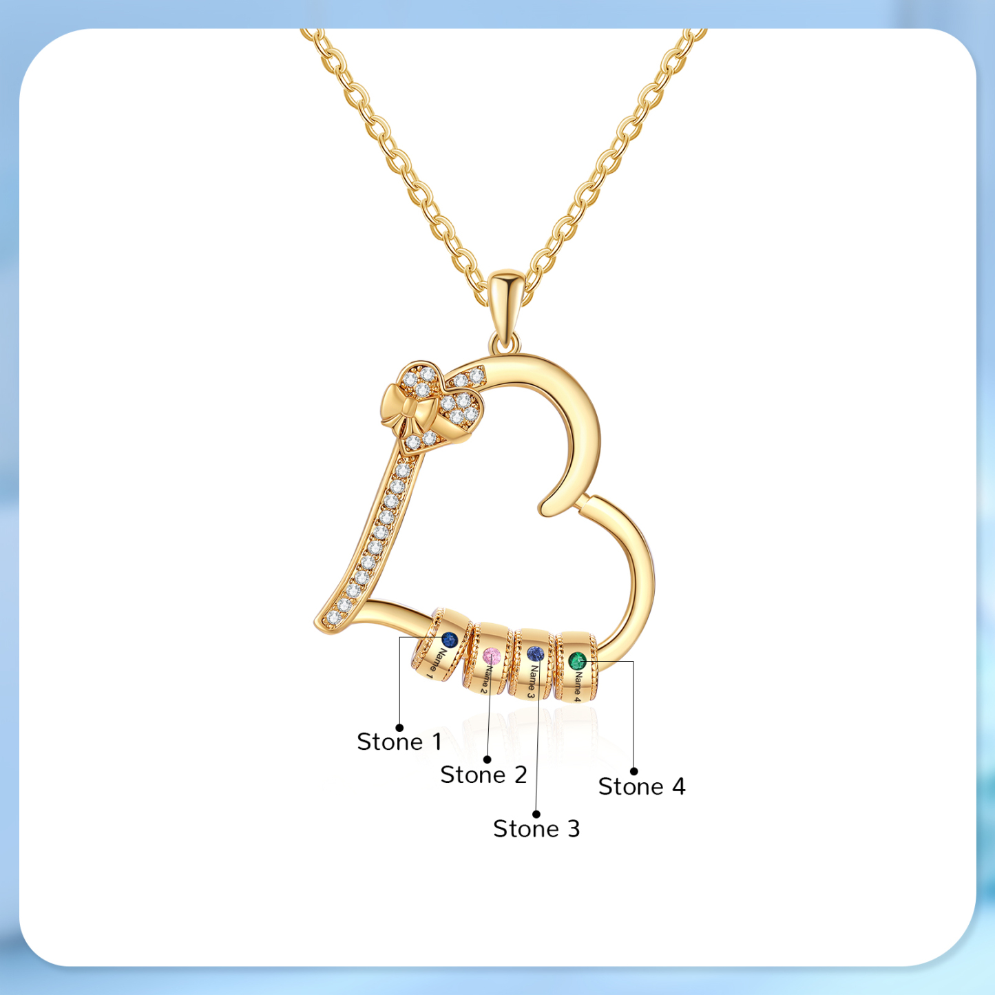 4 Names & 4 Birthstones Personalized Birthstone Bracelet – Infinity Family Heart Charm Jewelry | Lorajewel