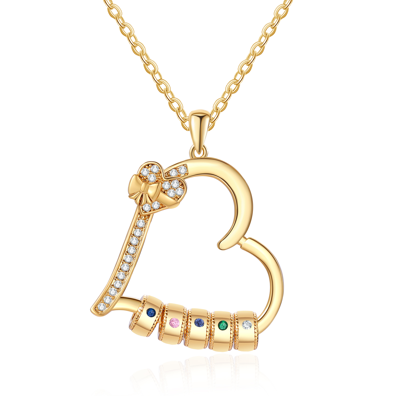 5 Names & 5 Birthstones Personalized Birthstone Bracelet – Infinity Family Heart Charm Jewelry | Lorajewel