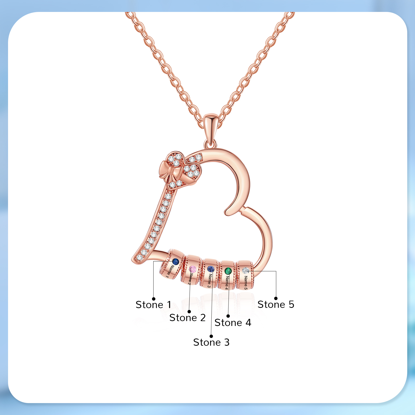 5 Names & 5 Birthstones Personalized Birthstone Bracelet – Infinity Family Heart Charm Jewelry | Lorajewel