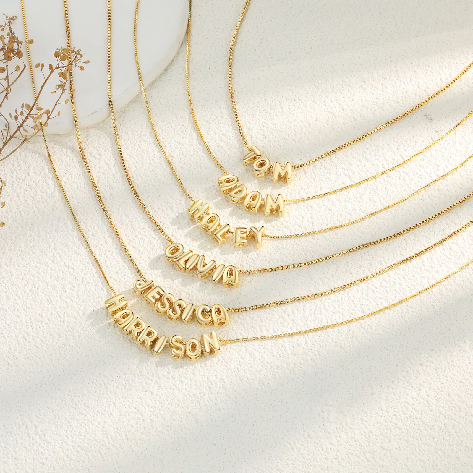 Personalized Gold Letter Necklace – Custom Name Pendant Gift for Family or Friends | Lorajewel