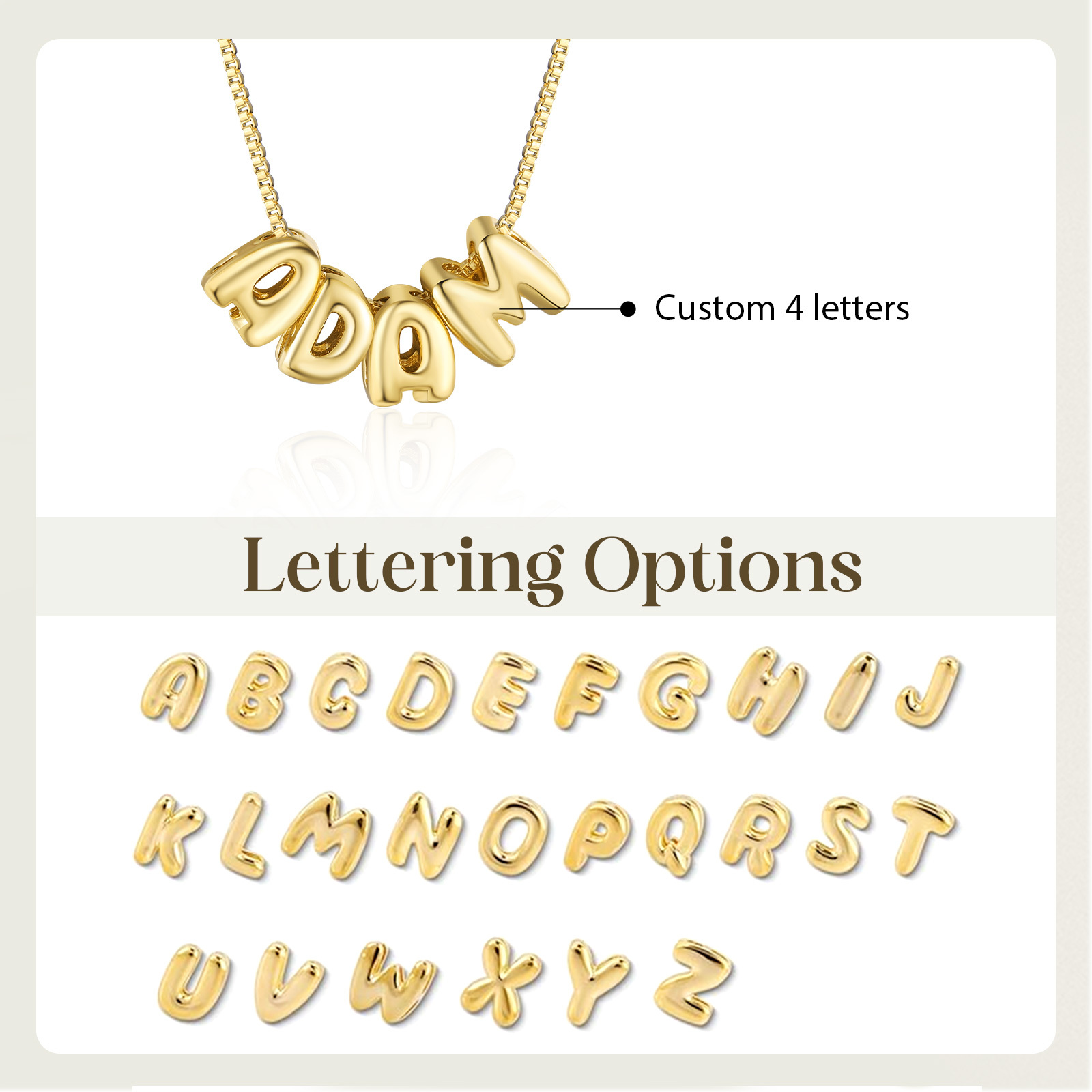 Personalized Gold 4 Letters Necklace – Custom Name Pendant Gift for Family or Friends | Lorajewel