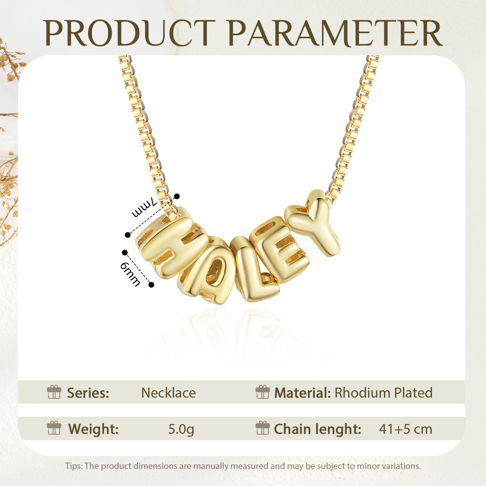 Personalized Gold 5 Letters Necklace – Custom Name Pendant Gift for Family or Friends | Lorajewel