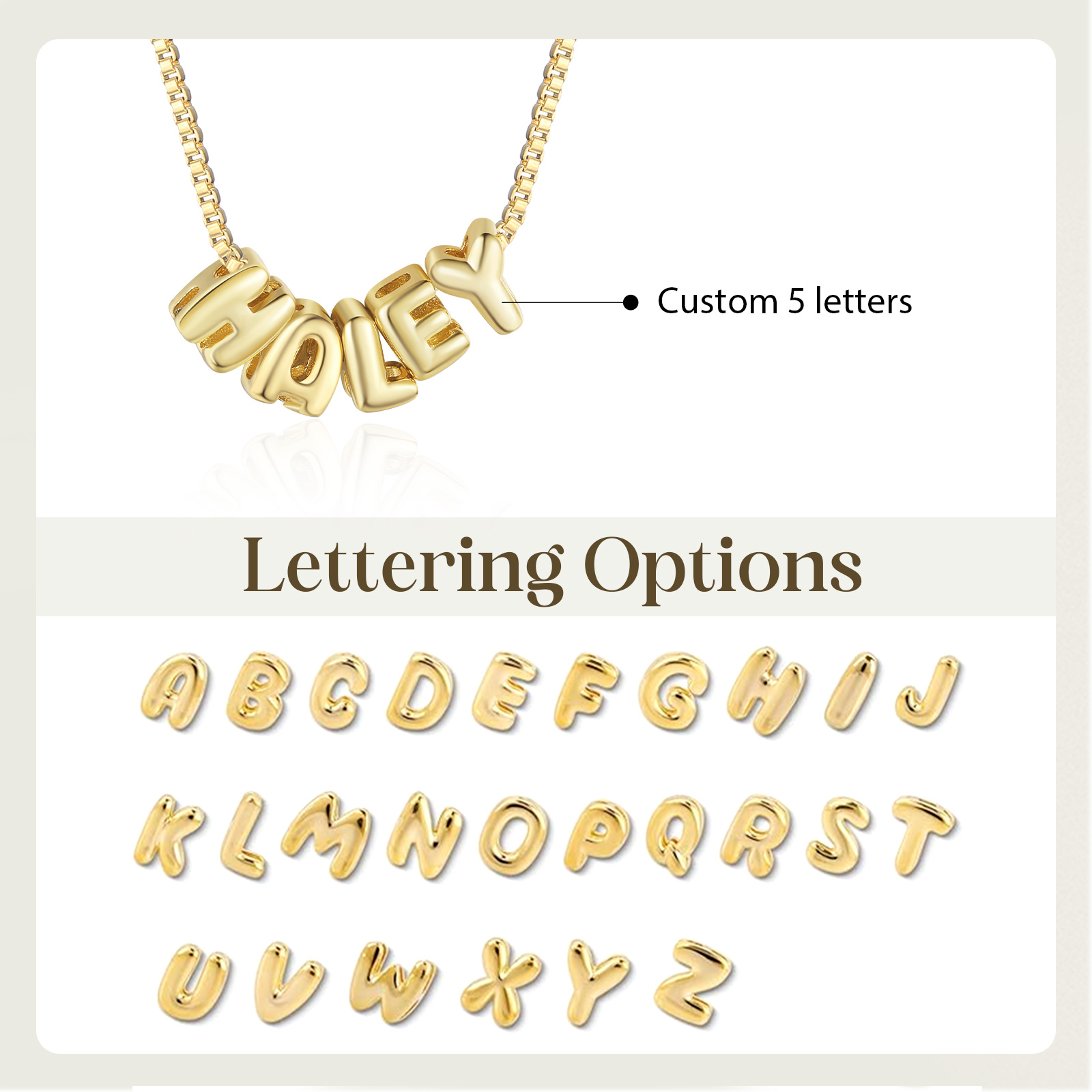 Personalized Gold 5 Letters Necklace – Custom Name Pendant Gift for Family or Friends | Lorajewel