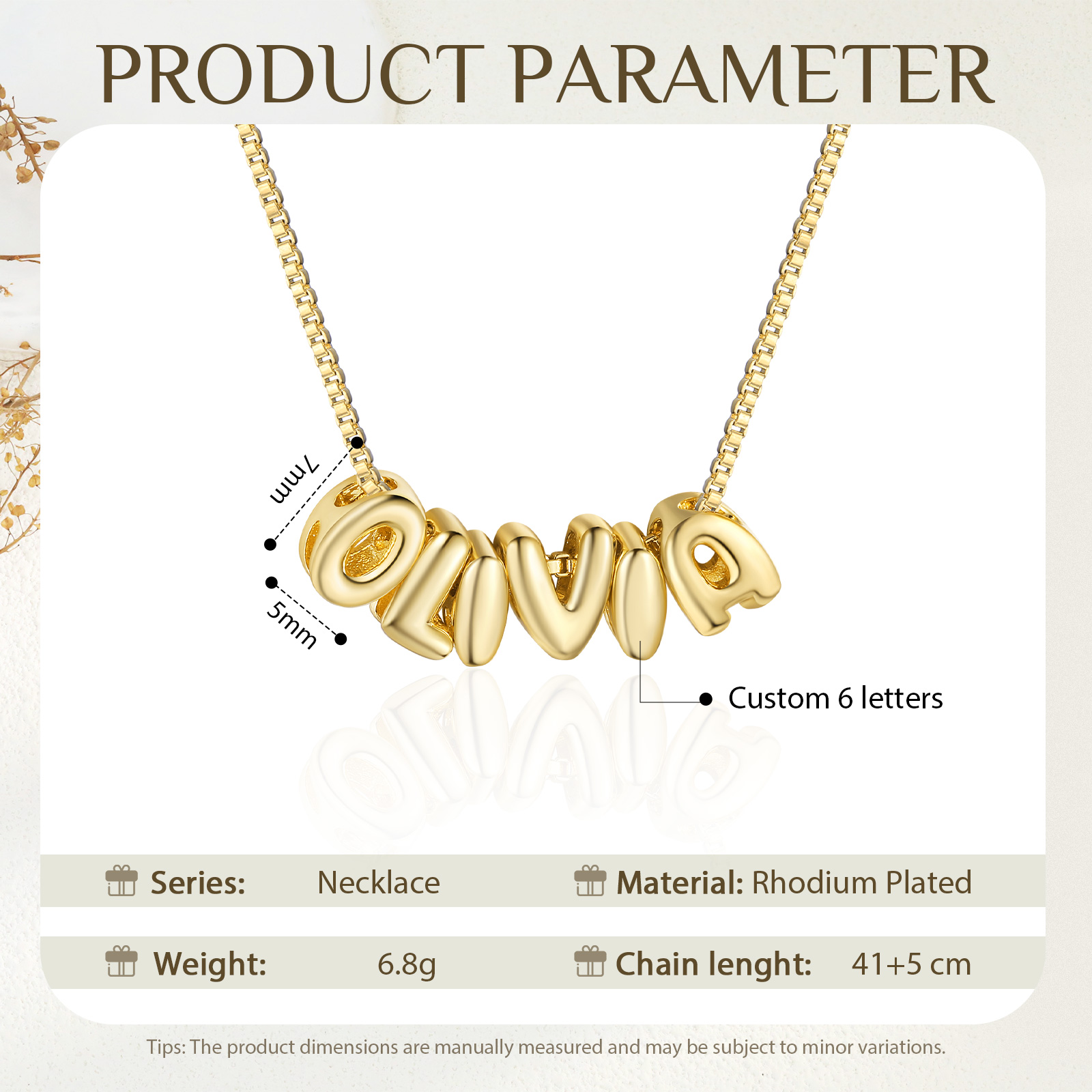 Personalized Gold 6 Letters Necklace – Custom Name Pendant Gift for Family or Friends | Lorajewel
