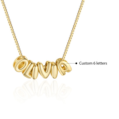 Personalized Gold 6 Letters Necklace – Custom Name Pendant Gift for Family or Friends | Lorajewel