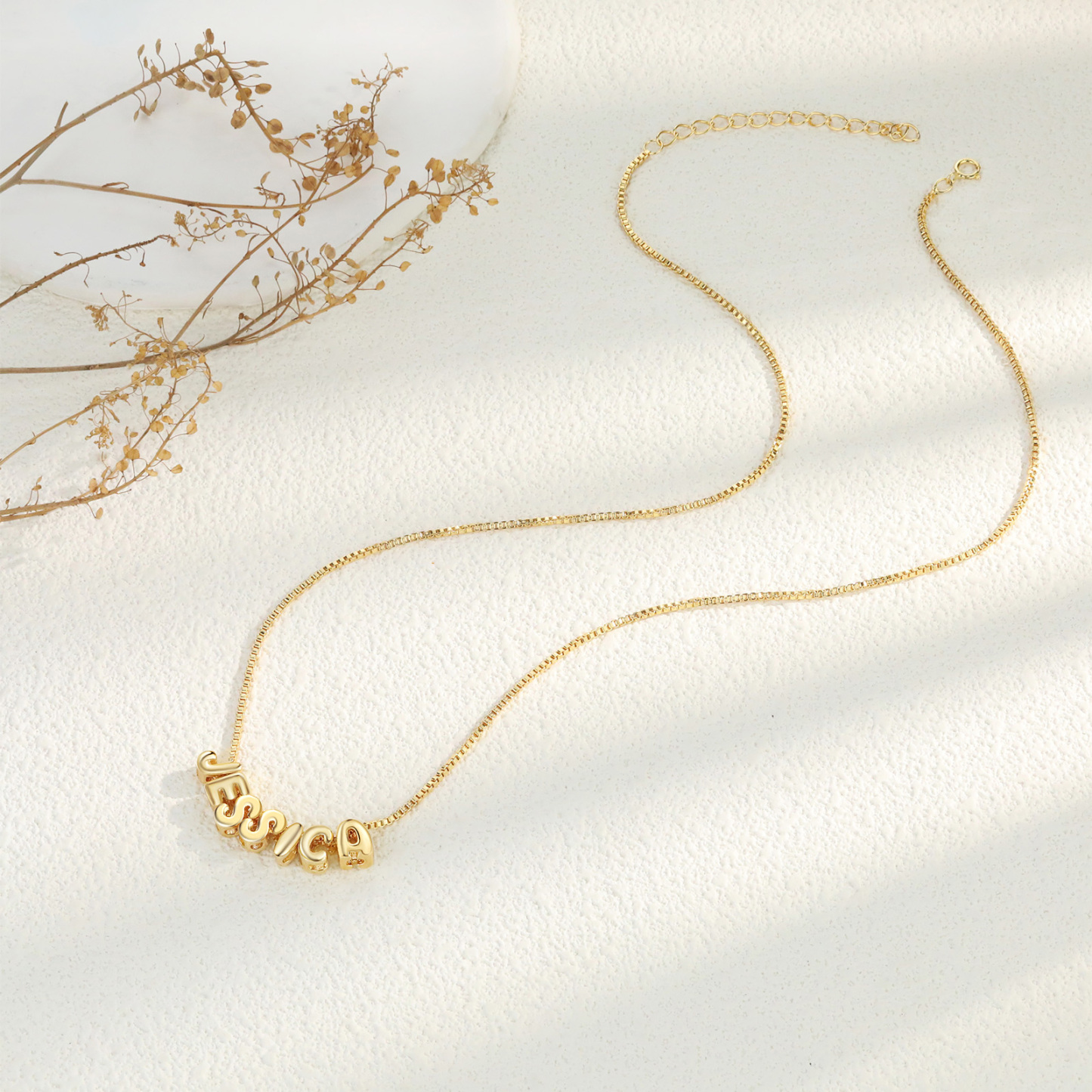 Personalized Gold 7 Letters Necklace – Custom Name Pendant Gift for Family or Friends | Lorajewel