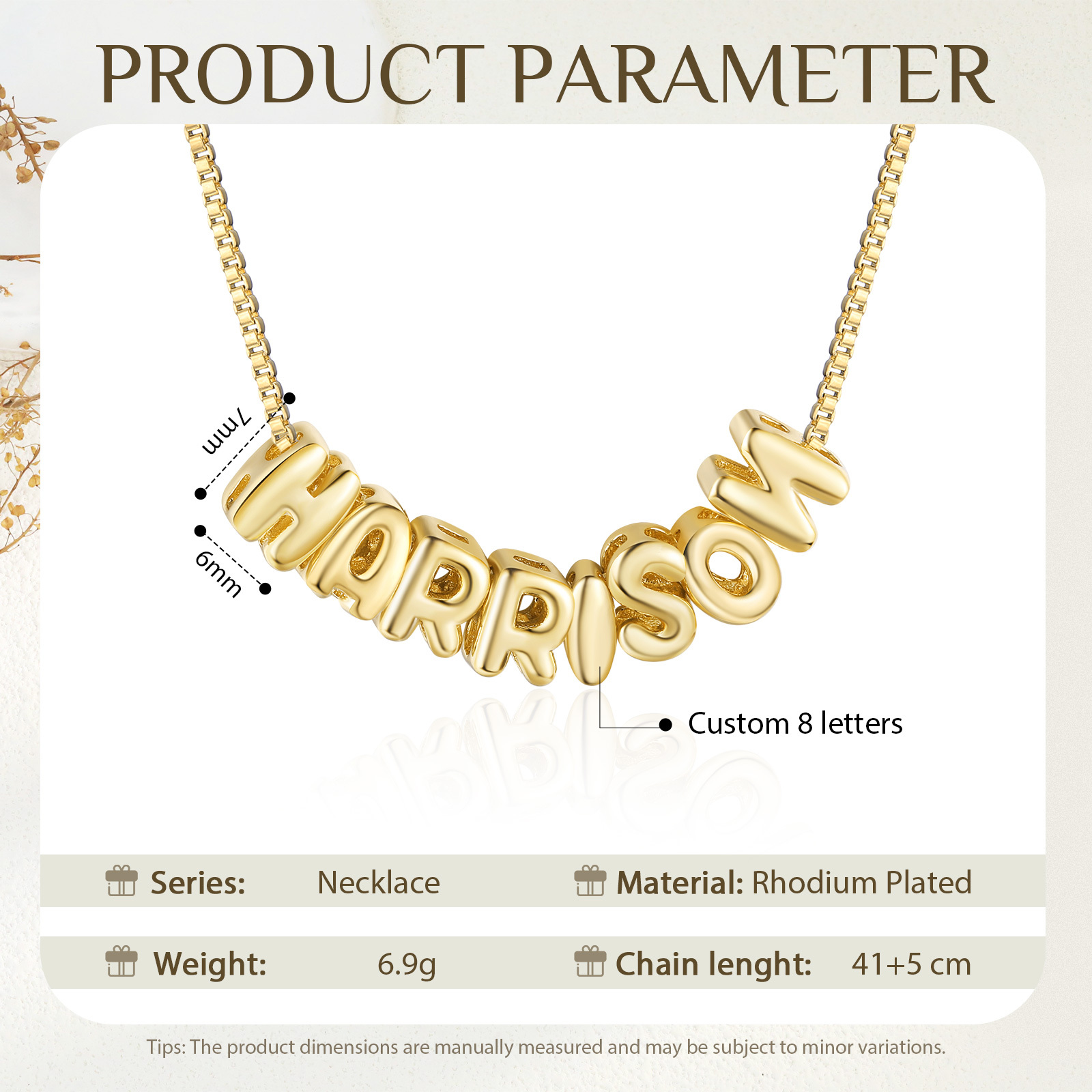 Personalized Gold 8 Letters Necklace – Custom Name Pendant Gift for Family or Friends | Lorajewel