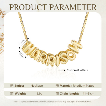 Personalized Gold 8 Letters Necklace – Custom Name Pendant Gift for Family or Friends | Lorajewel