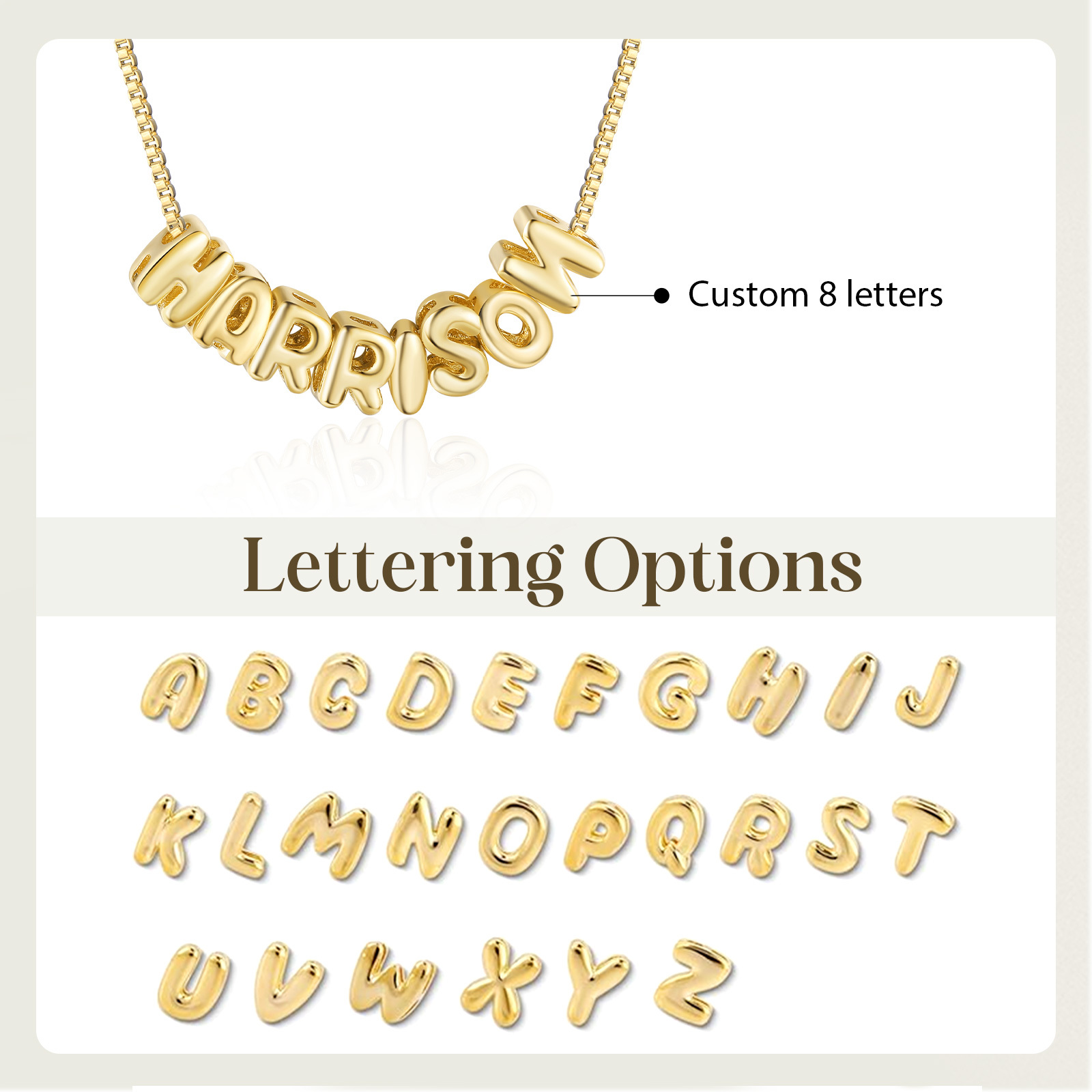 Personalized Gold 8 Letters Necklace – Custom Name Pendant Gift for Family or Friends | Lorajewel