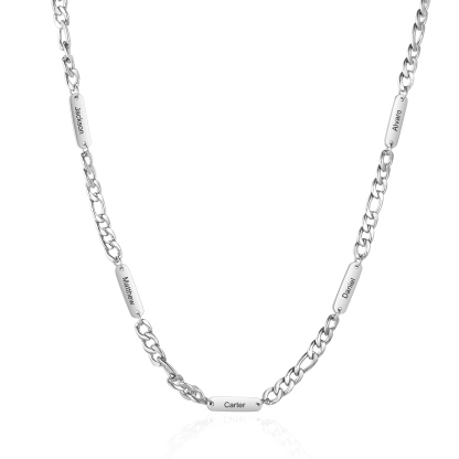 Custom 5 Names Necklace for Men – Personalized Stainless Steel Chain, Daily Wear Gift for Him | Lorajewel