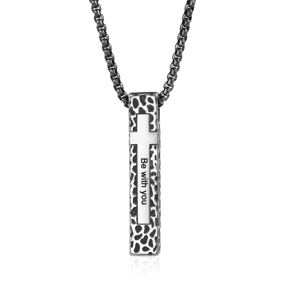 Personalized Stainless Steel Cross Pendant Necklace with 1 Text - Custom Gift for Him | Lorajewel