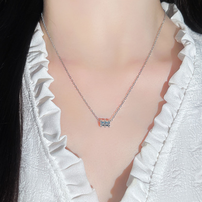 Minimalist Silver Pendant Necklace – Modern Stainless Steel Jewelry for Women | Lorajewel