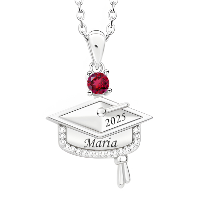 Personalized Graduation Necklace with Name & Birthstone - Graduation Box Set Gift | Lorajewel