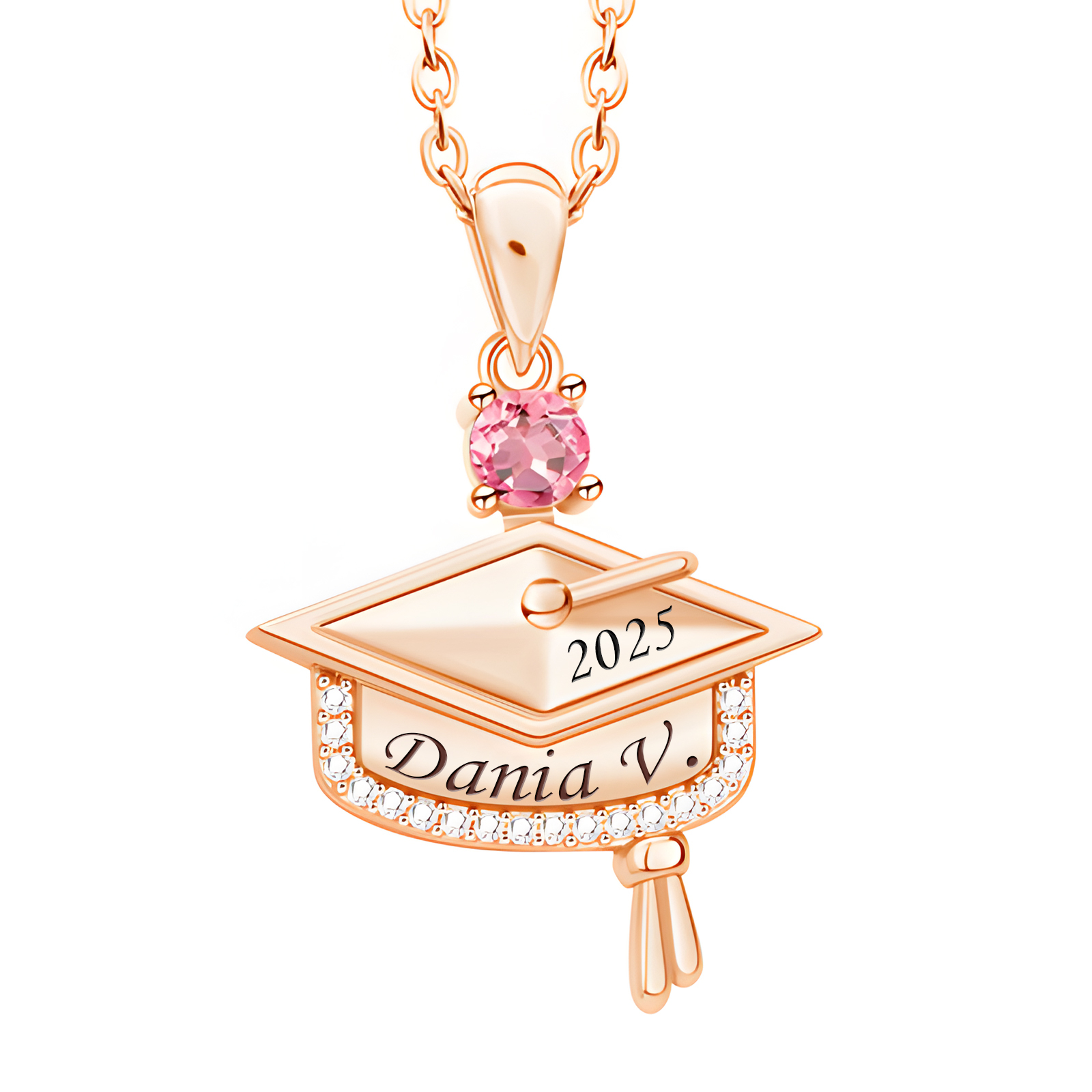 Personalized Graduation Necklace with Name & Birthstone - Graduation Box Set Gift | Lorajewel