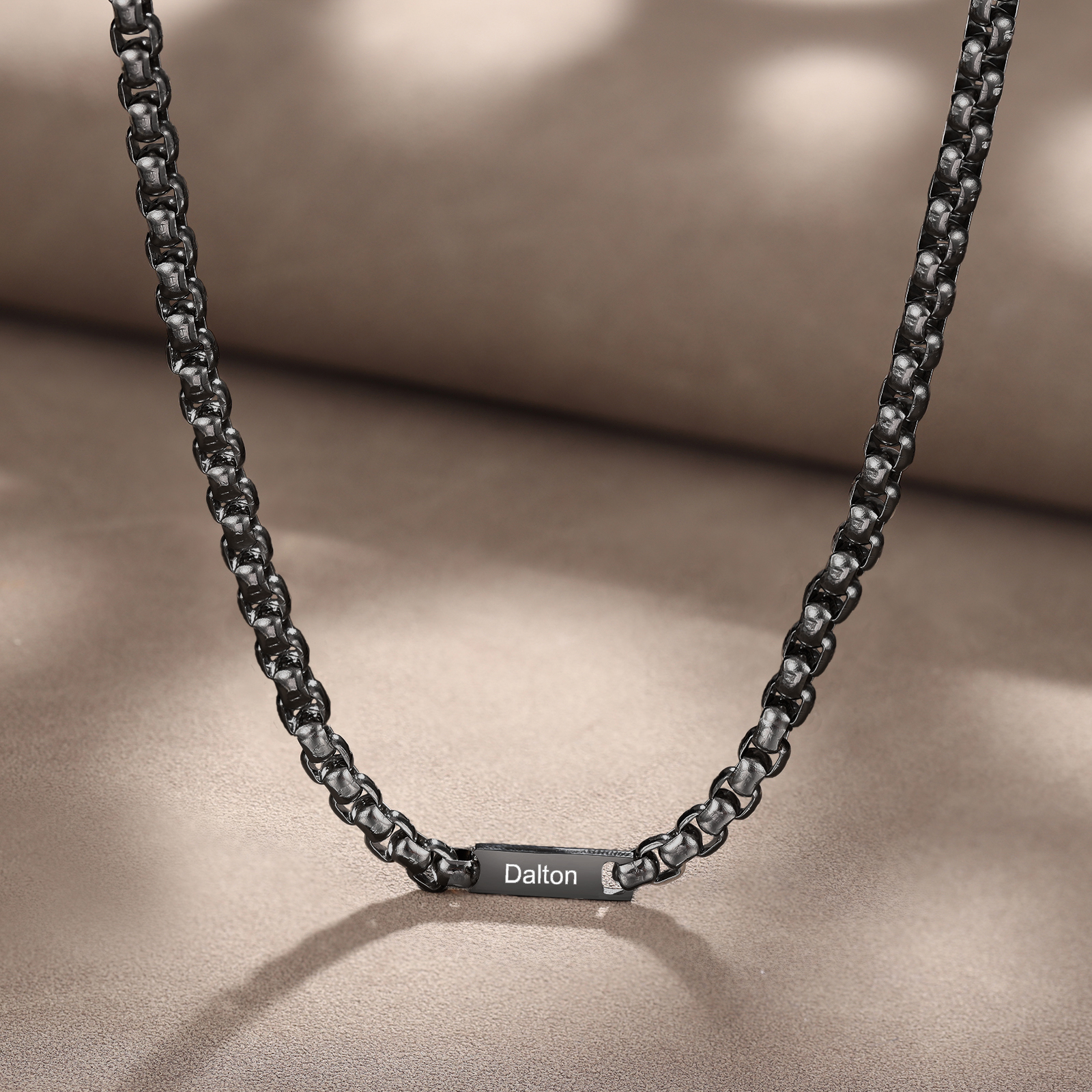 Custom Engraved 1 Names Circle Beads Charm Necklace Stainless Steel Braided Personalized Necklace for Men Women - Gifts for Him Her