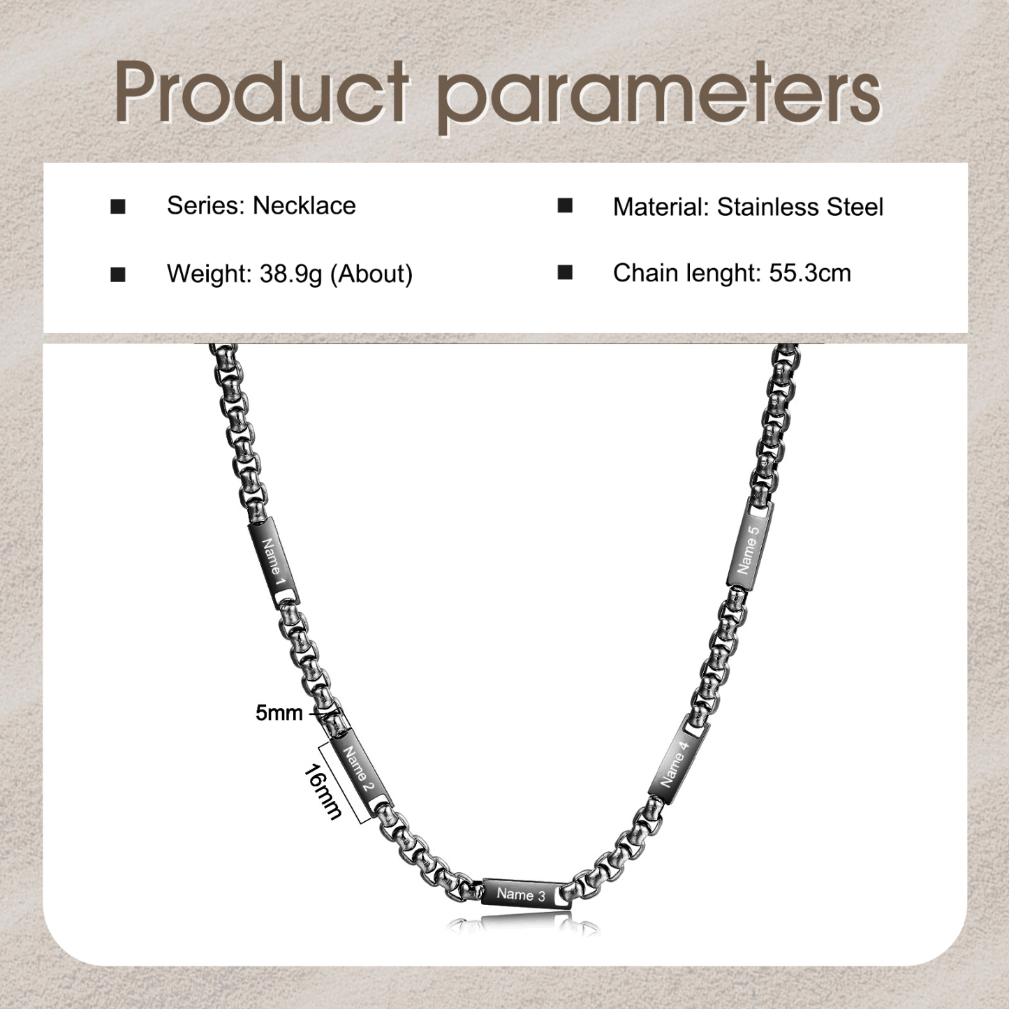 5 Names Personalized Father’s Day Necklace – Custom Engraved Chain for Dad | Lorajewel