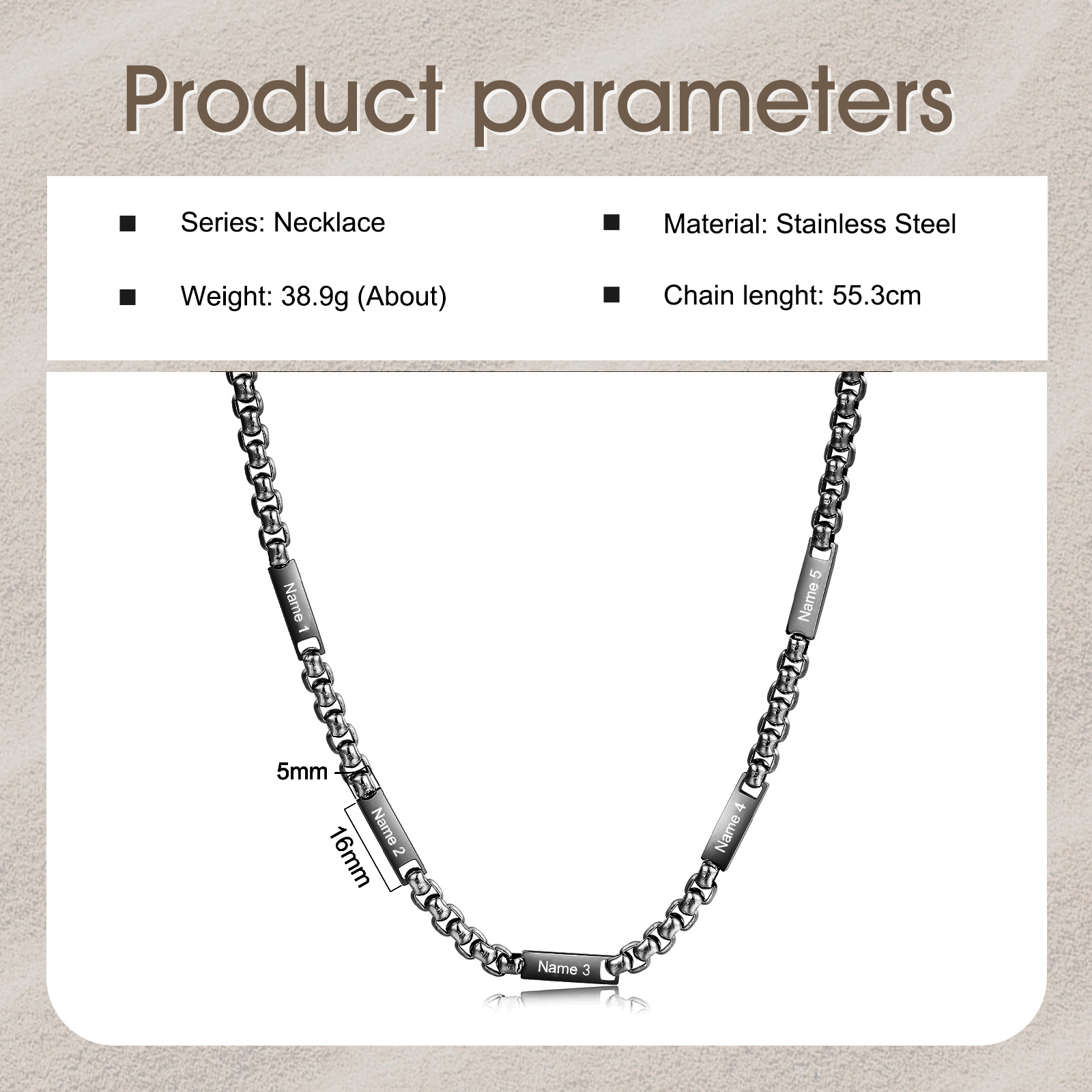 5 Names Personalized Father’s Day Necklace – Custom Engraved Chain for Dad | Lorajewel