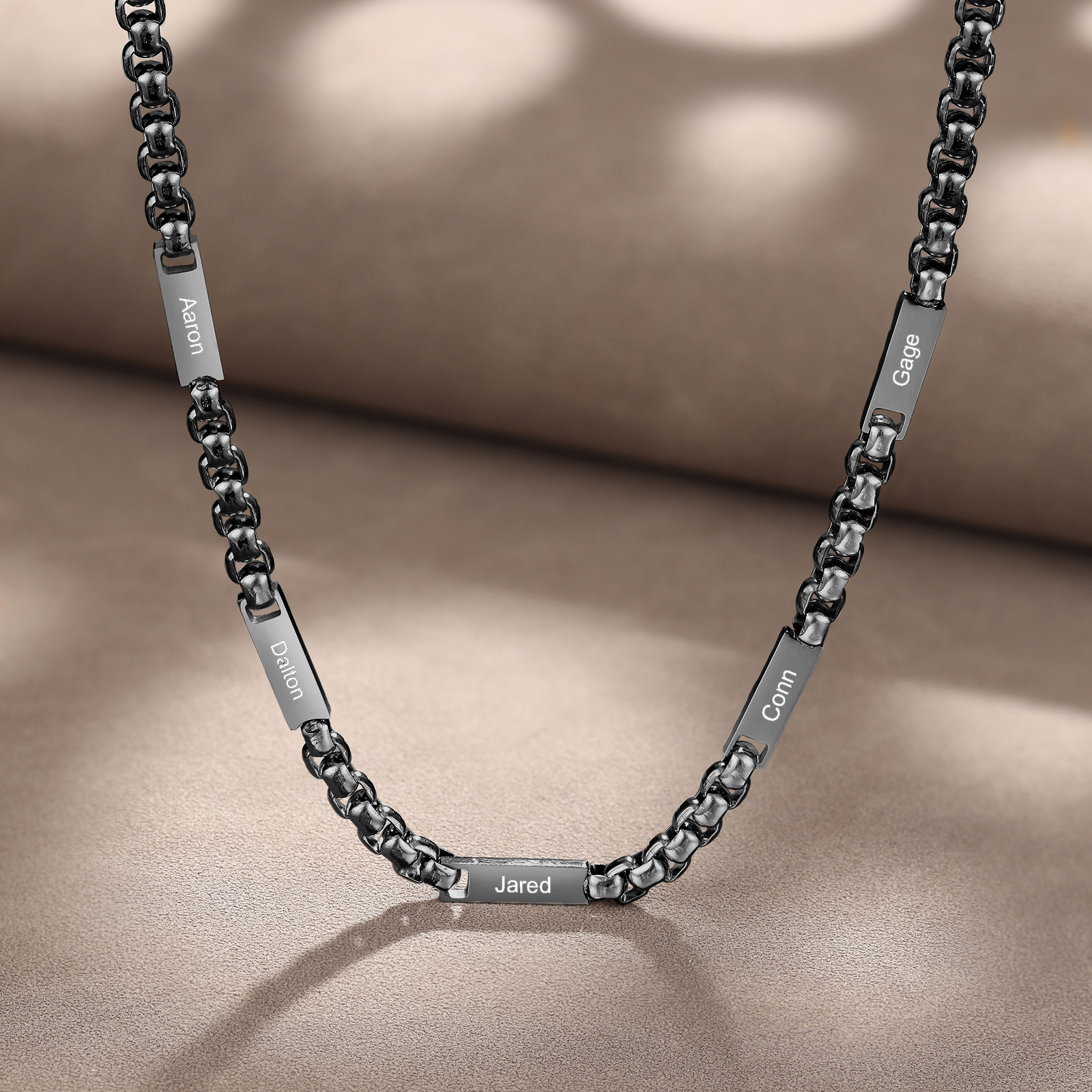 5 Names Personalized Father’s Day Necklace – Custom Engraved Chain for Dad | Lorajewel
