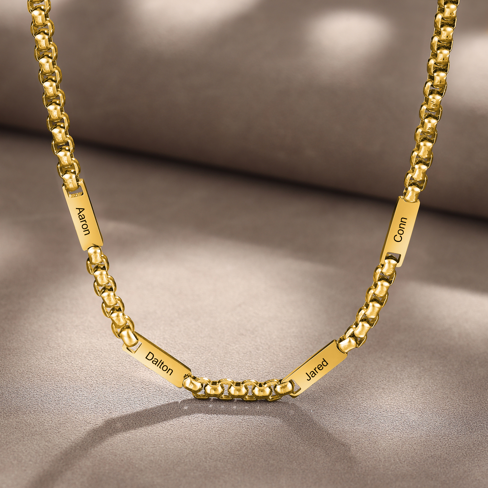 4 Names Personalized Father’s Day Necklace – Custom Engraved Chain for Dad | Lorajewel