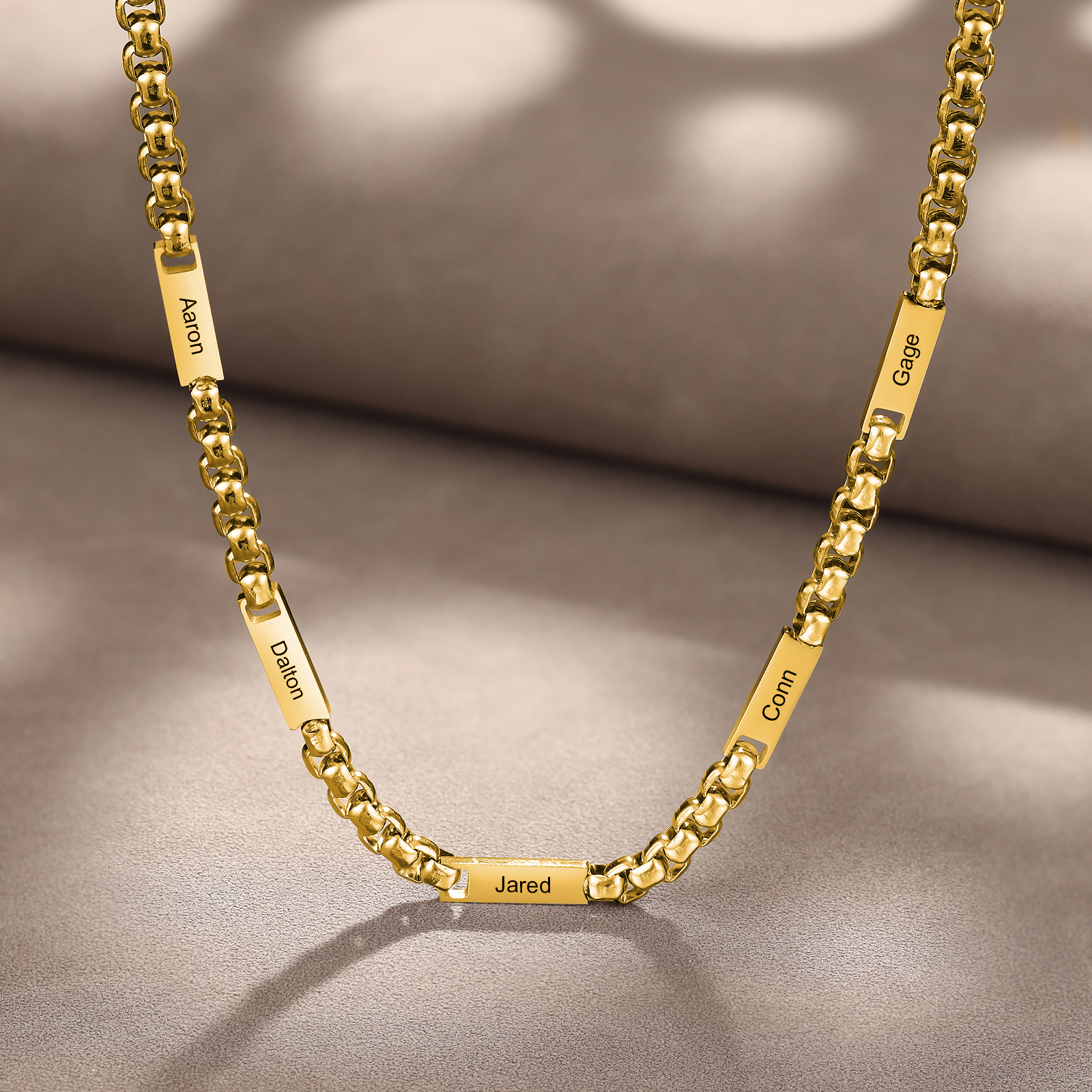 5 Names Personalized Father’s Day Necklace – Custom Engraved Chain for Dad | Lorajewel