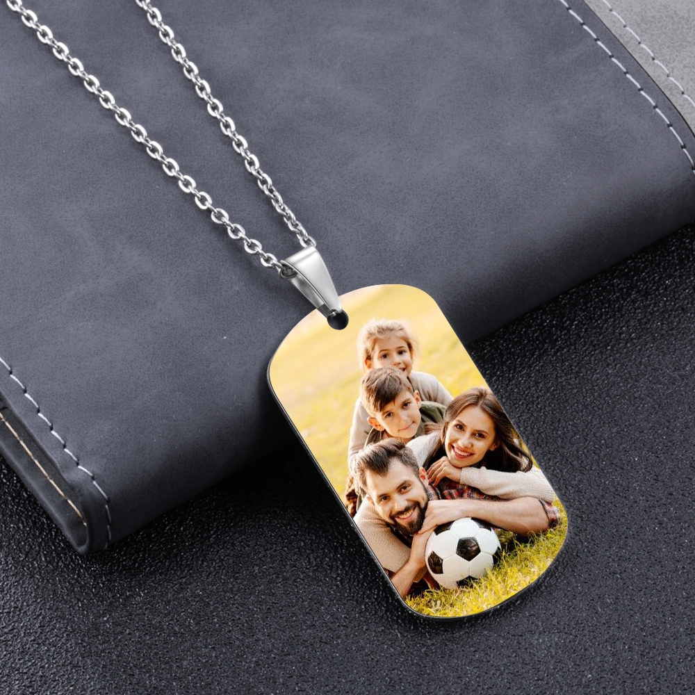 Personalized Football Dad Photo Necklace – Custom Fist Bump Pendant with 2 Kids' Names | Lorajewel