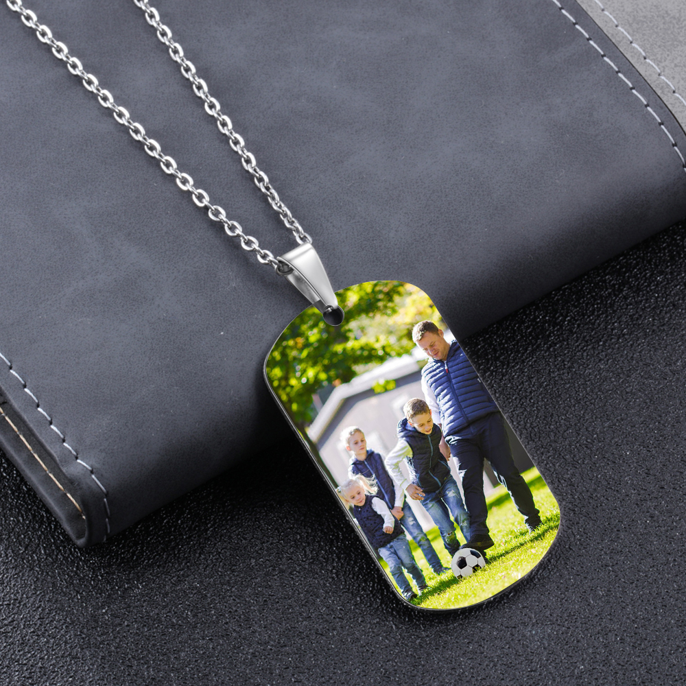 Personalized Football Dad Photo Necklace – Custom Fist Bump Pendant with 3 Kids' Names | Lorajewel
