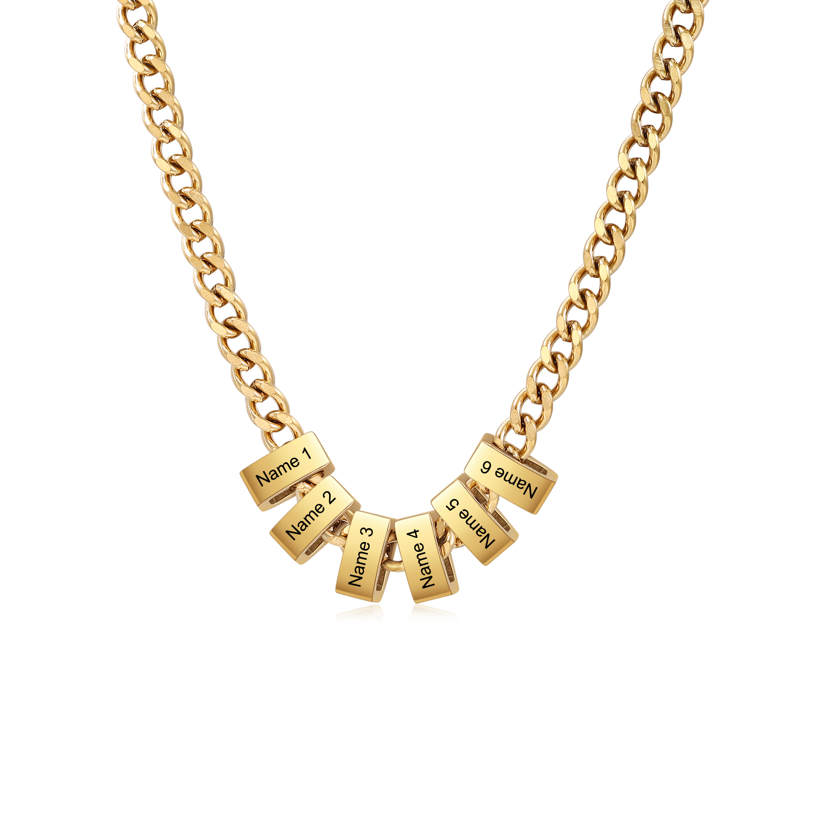 Personalized Curb Chain Necklace with 1-6 Names