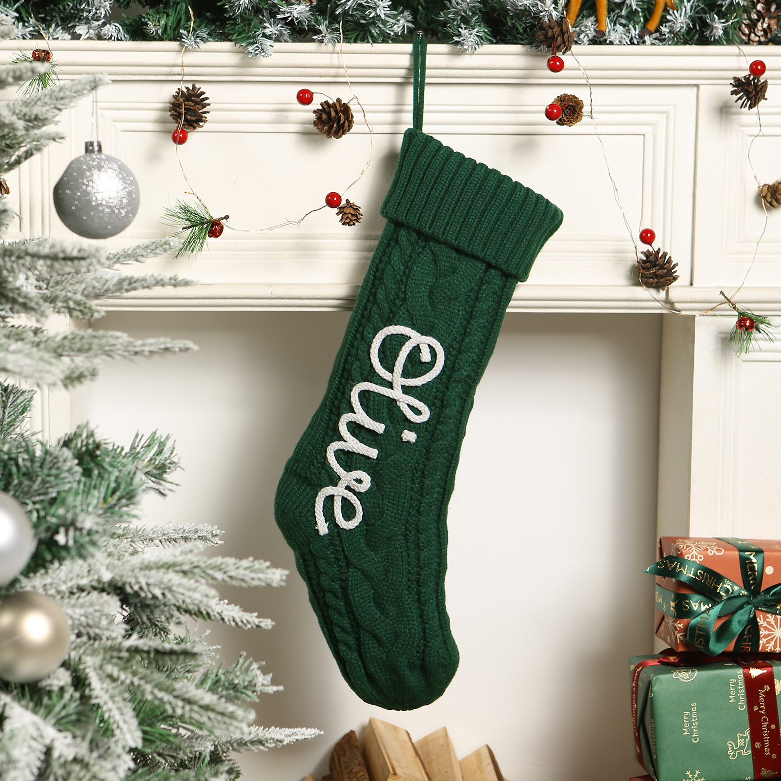 Personalized Chunky Cable-Knit Christmas Stocking
