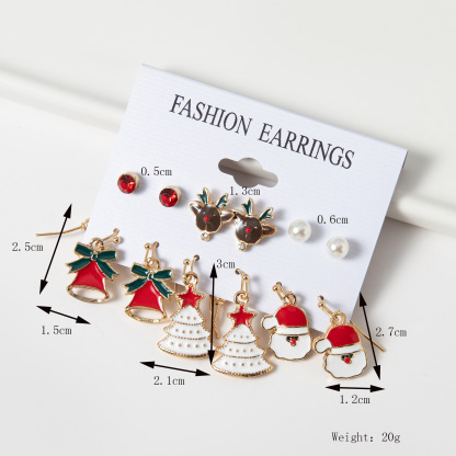 Christmas Fashion Earrings Set 6 pcs  Santa, Reindeer, Tree, and Bell Charms | Holiday Gift for Women