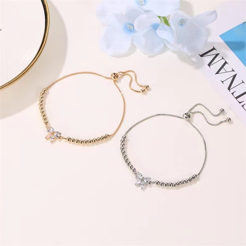 Adjustable Butterfly Charm Bracelet Beaded Bracelet Elegant Gift