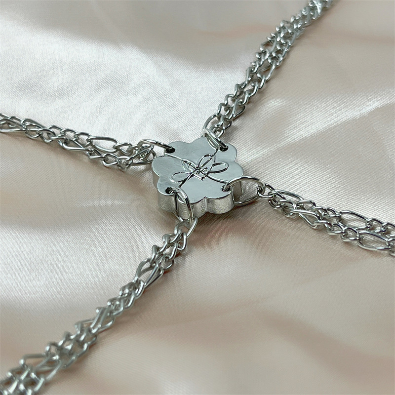 Magnetic Interlocking Puzzle Charm Bracelet Set Silver Chain Design for Friends and Family