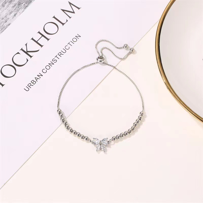 Adjustable Butterfly Charm Bracelet Beaded Bracelet Elegant Gift