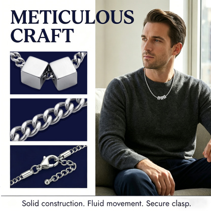 Personalized Stainless Steel Cube 1-6 Letters Necklace for Men