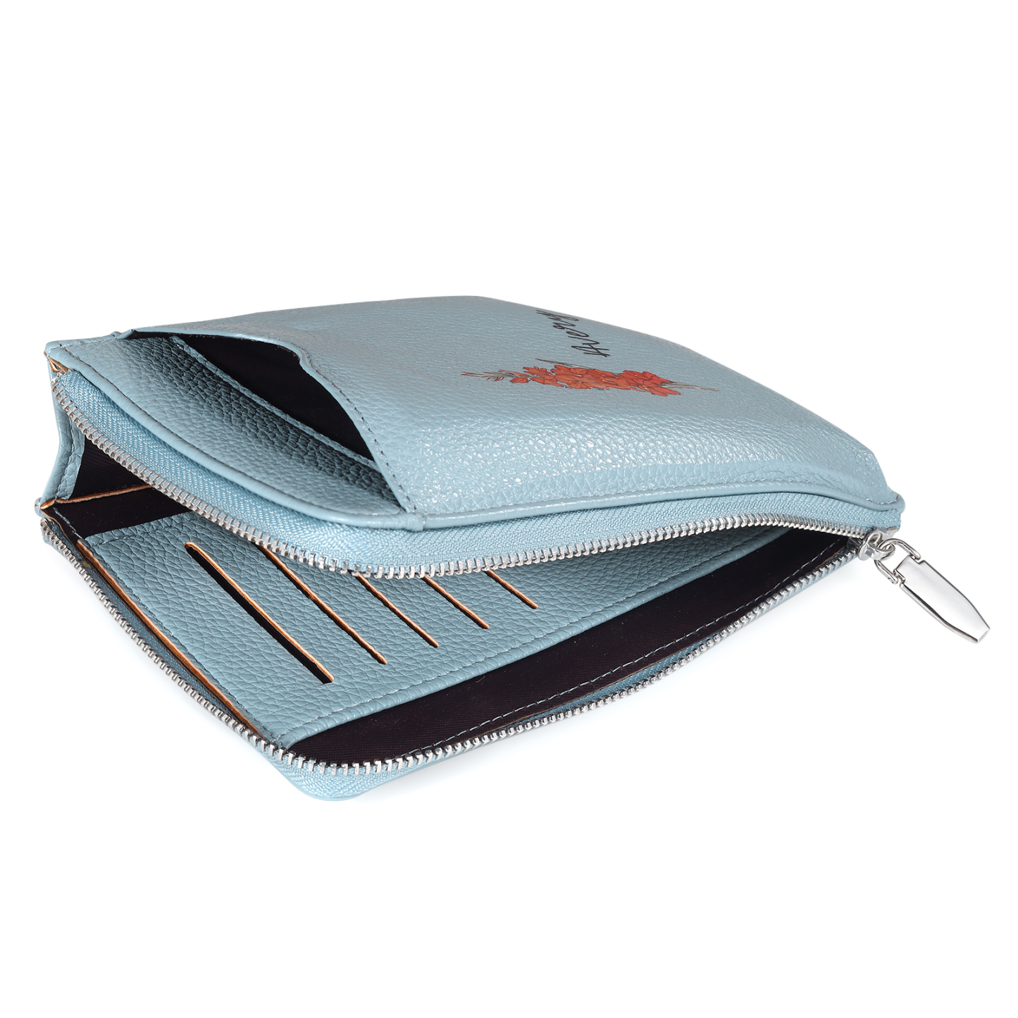 Personalized Leather Crossbody Phone Bag with Name and Birth Flower Zippered Designer Wallet Stylish Gift for Her