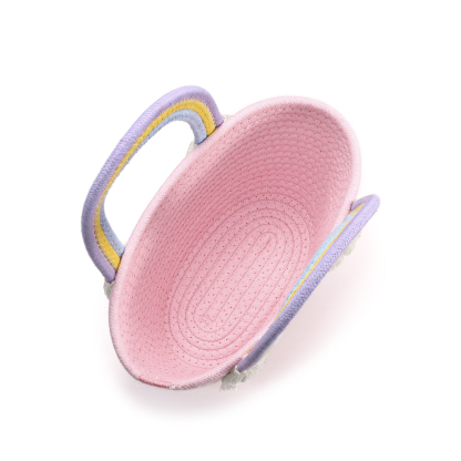 Personalized Name Handbag Cute Pink Pastel Rainbow Basket Rope Bag Kids Rainbow Purses Gift for Kids