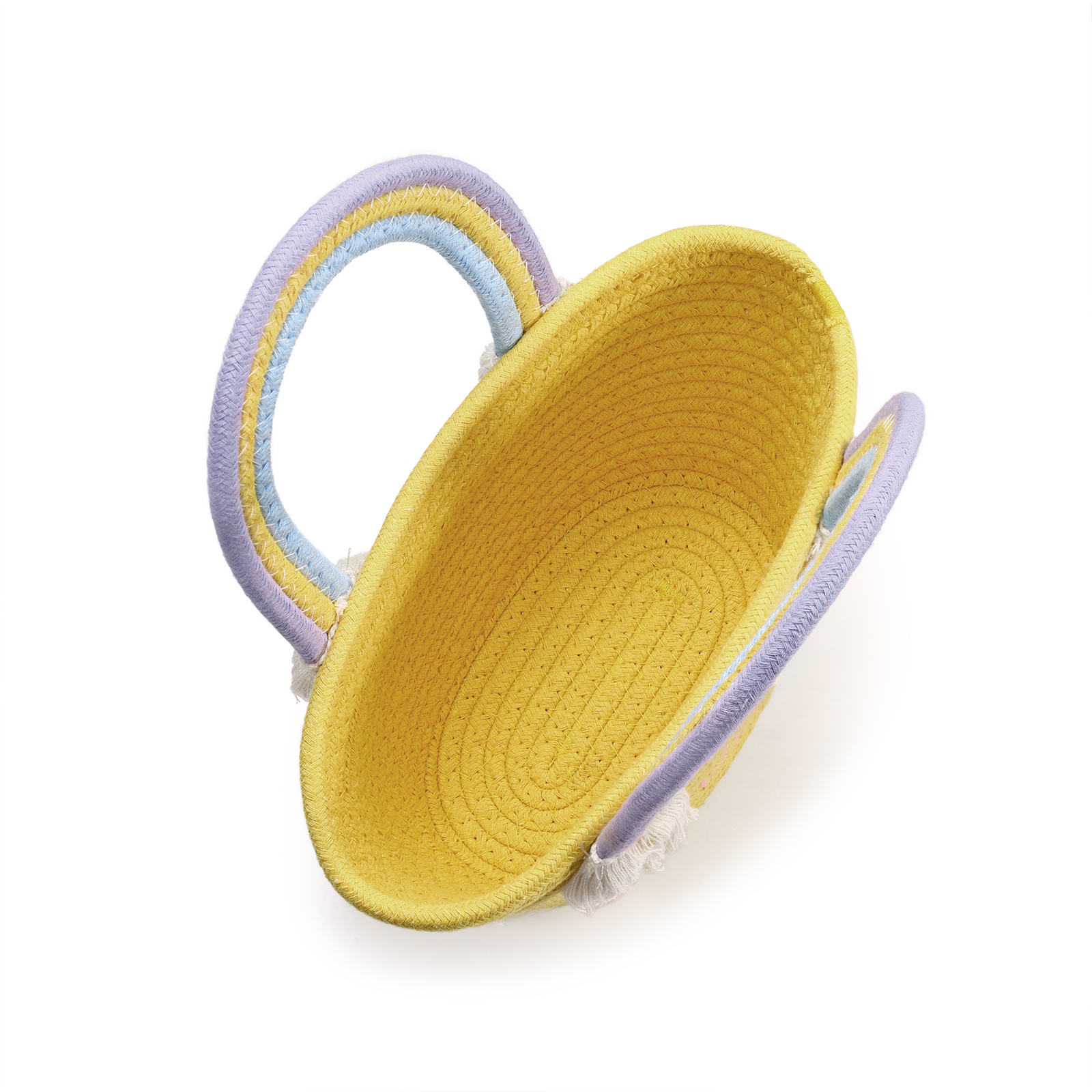 Personalized Name Handbag Cute Pink Pastel Rainbow Basket Rope Bag Kids Rainbow Purses Gift for Kids